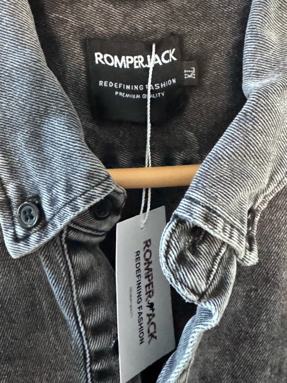 RomperJack Washed Black Denim Romper
